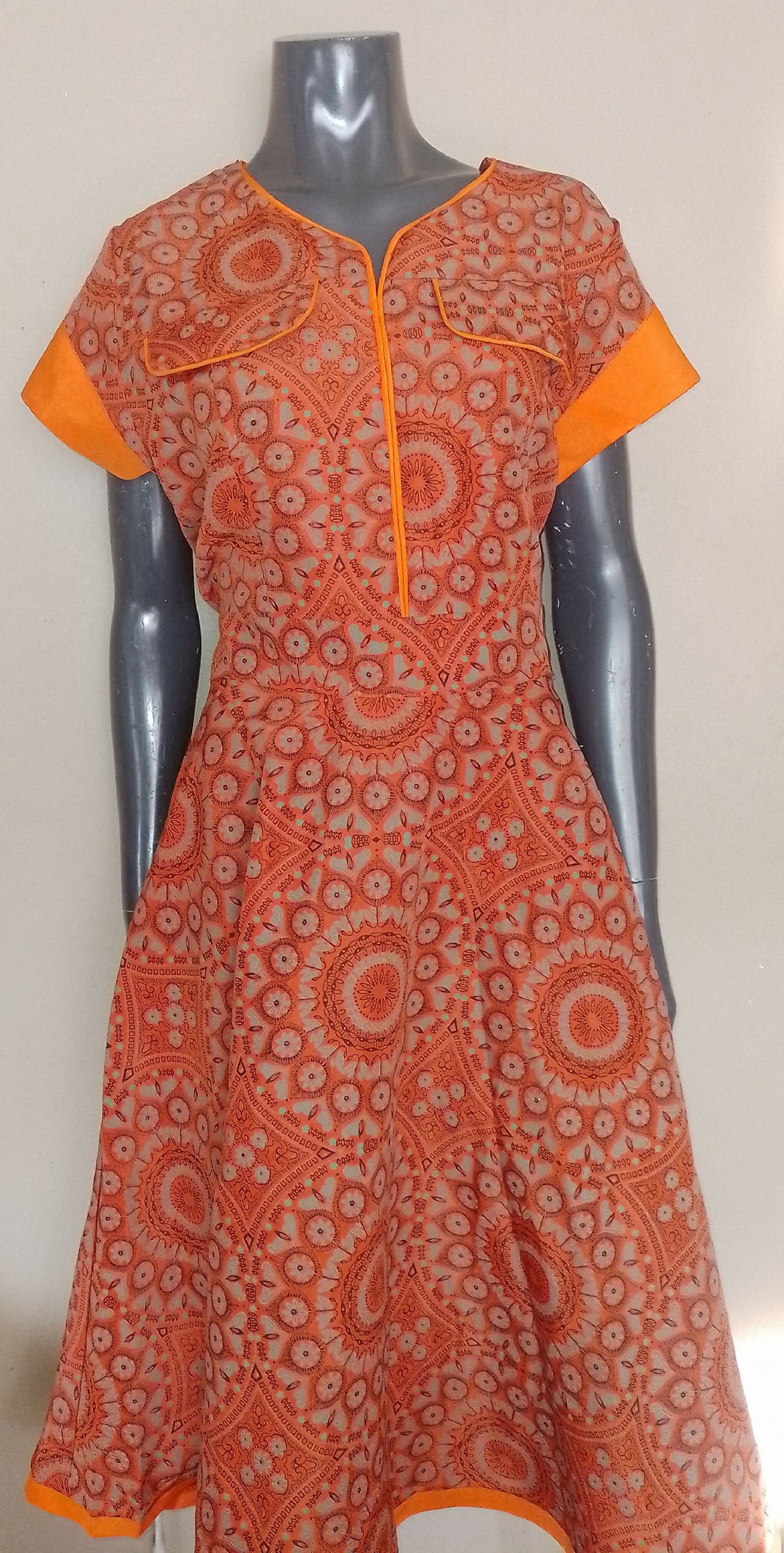 Orange Shweshwe Dress WISI-Oi Orange Shweshwe Dress WISI-Oi