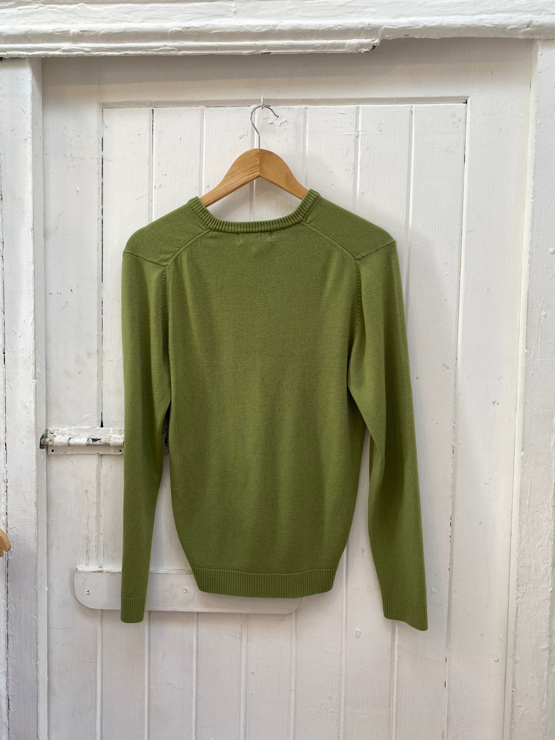 Green v-neck sweater