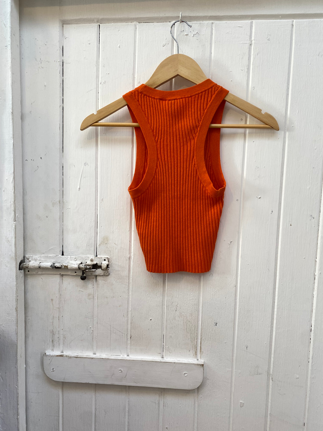 Orange rib knit tank top
