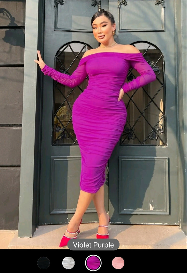 Runched purple dress