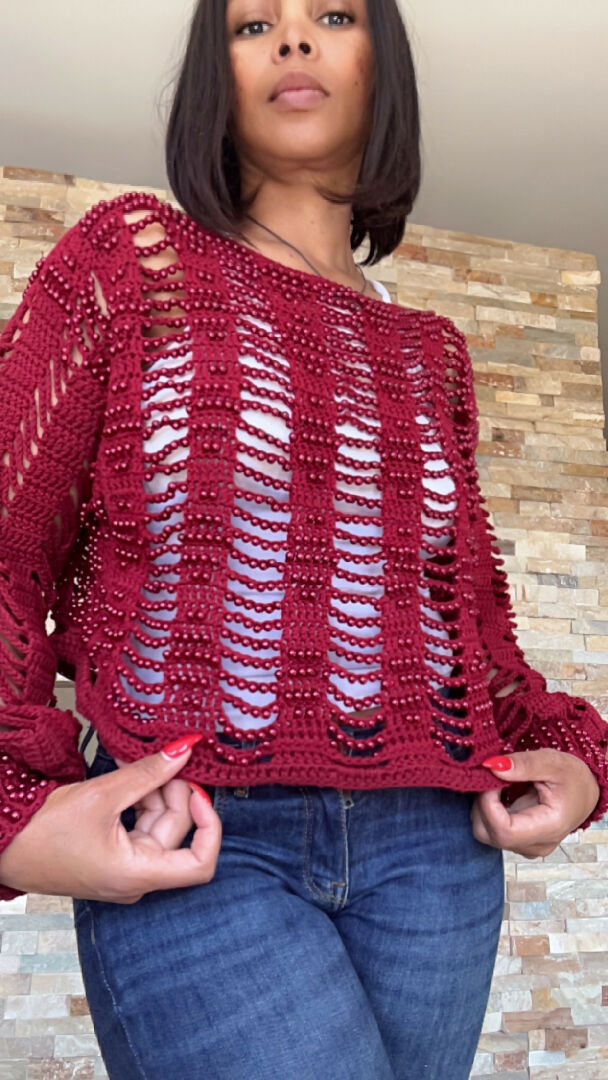 Pearls Crochet Sweater