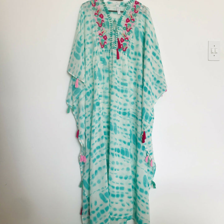 Turquoise Kaftan with Colourful Accents