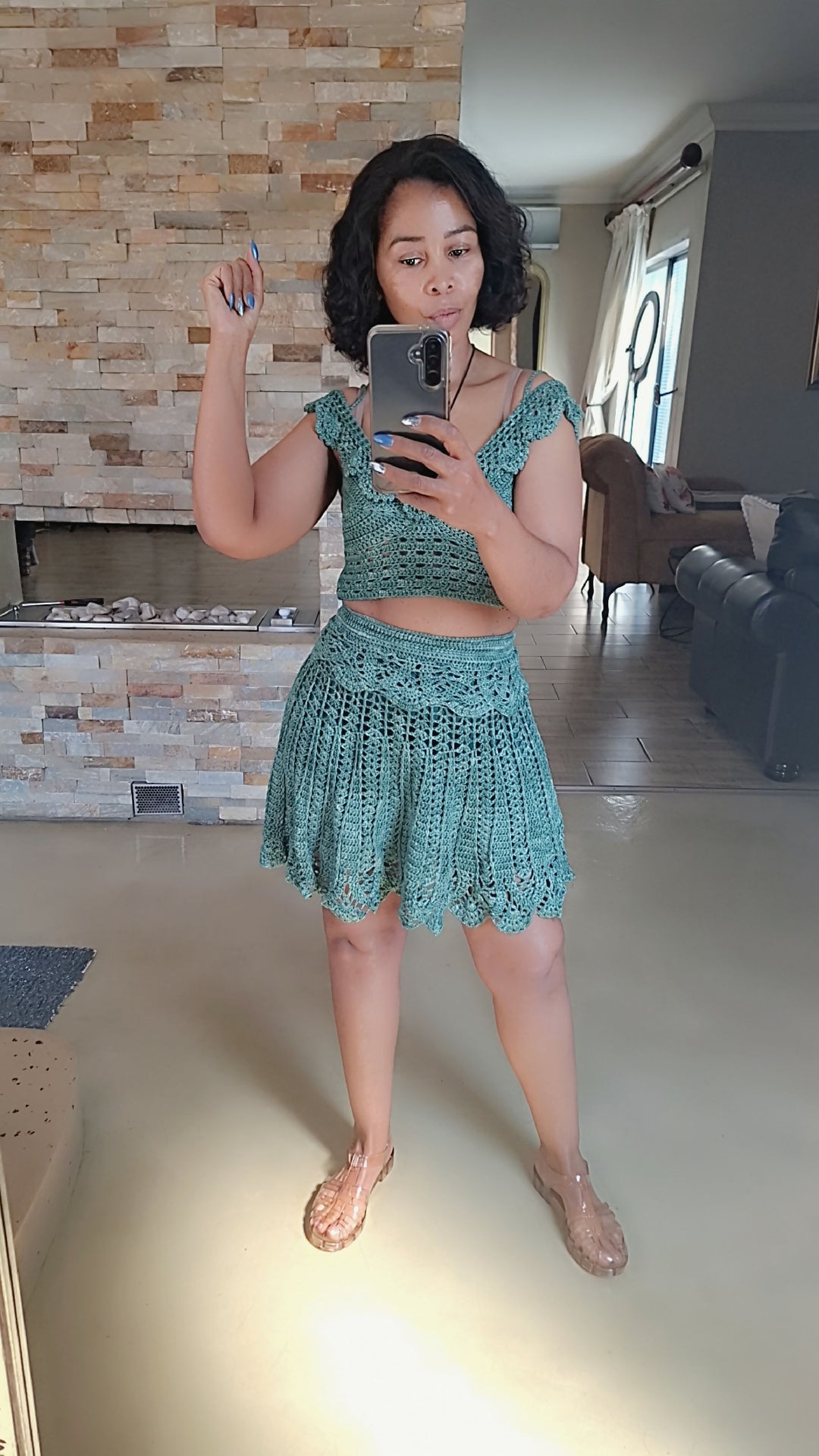 Crochet Flaired skirt set