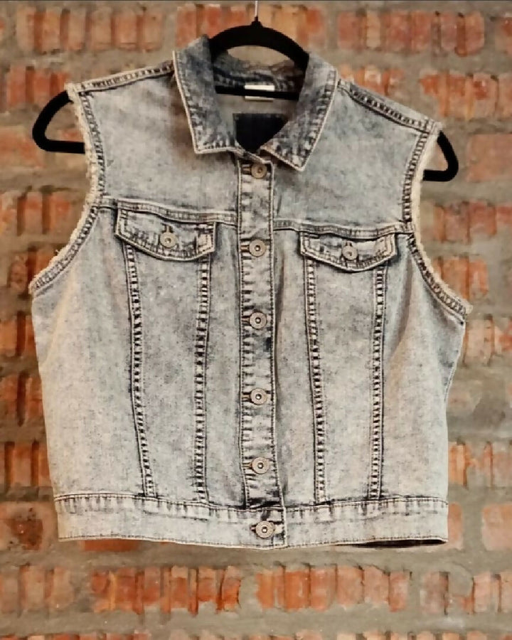 Upcycled Denim Vest Rock 'N Roll