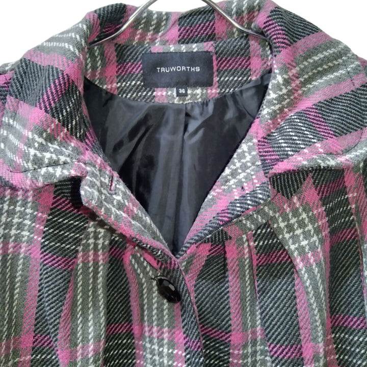 Women's 3/4 Sleeve Plaid Coat