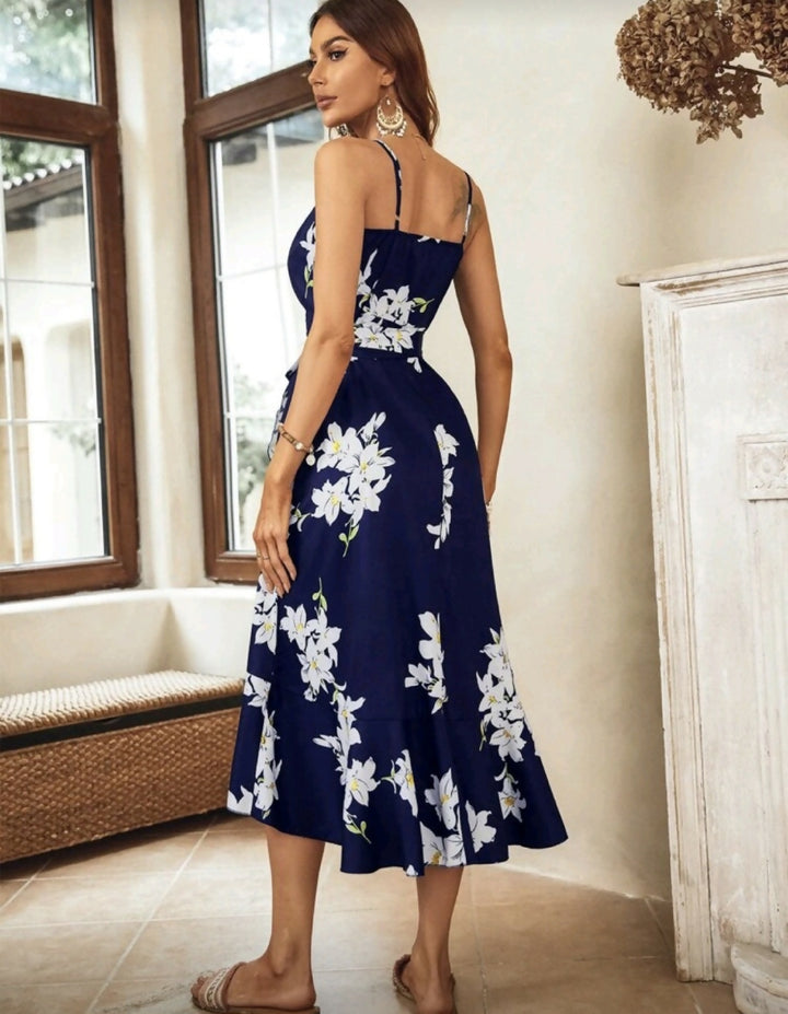 Floral Print Side Wrap Dress