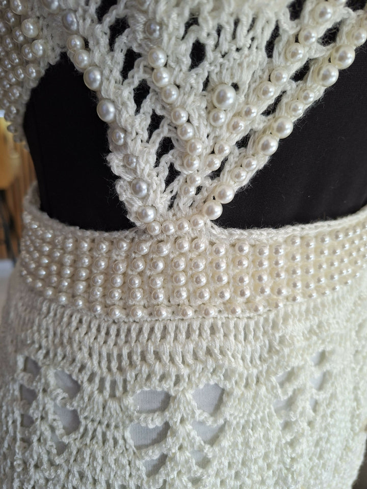 Pearl Crochet Cutout Dress