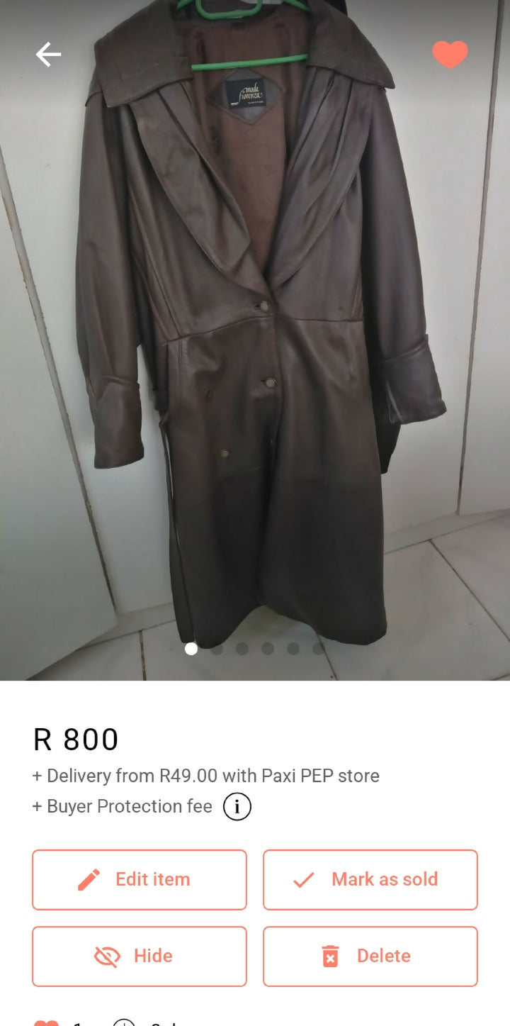 Extra long leather jacket