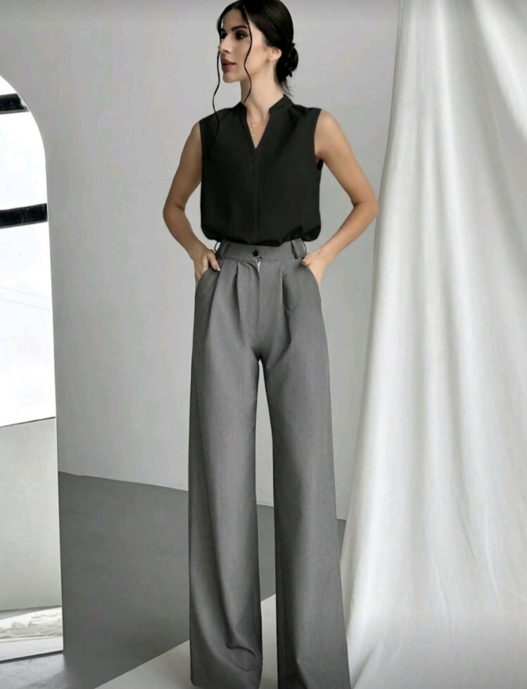 Elegant minimalist sleeveless top