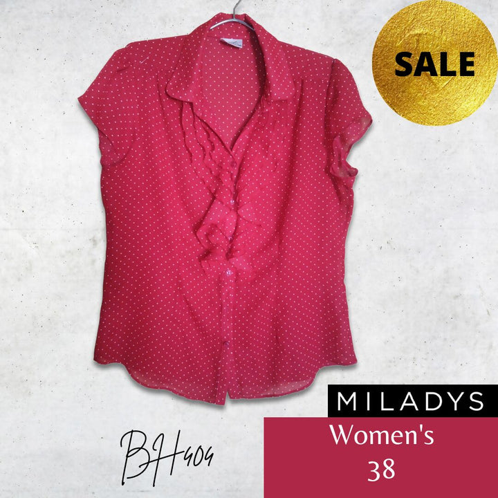 Women's Short Sleeve Polka Dot Blouse