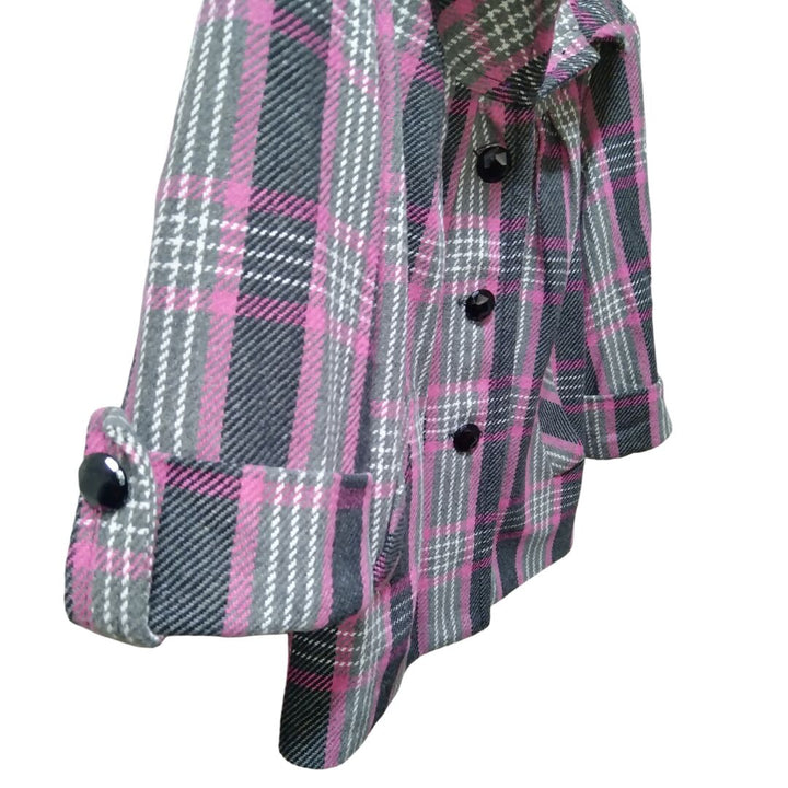 Women's 3/4 Sleeve Plaid Coat