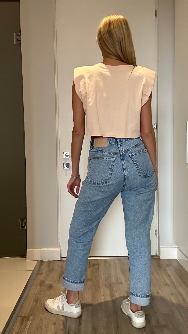 Zara Peach Crop Shirt