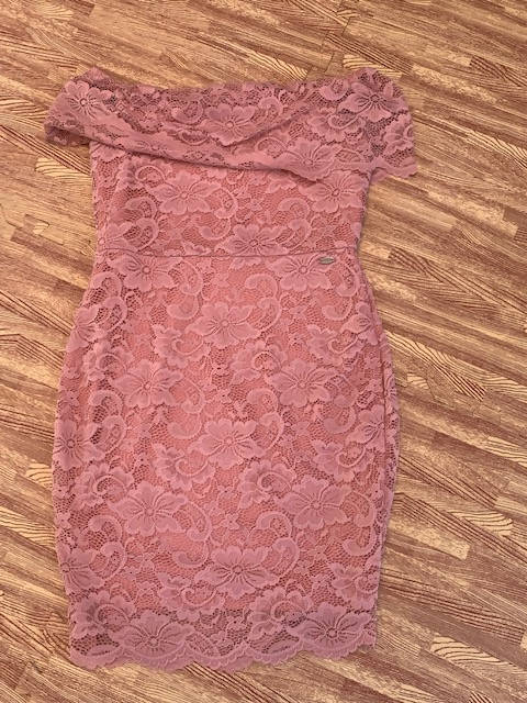 Image of Guess Mink Pink Off Shoulder Dress