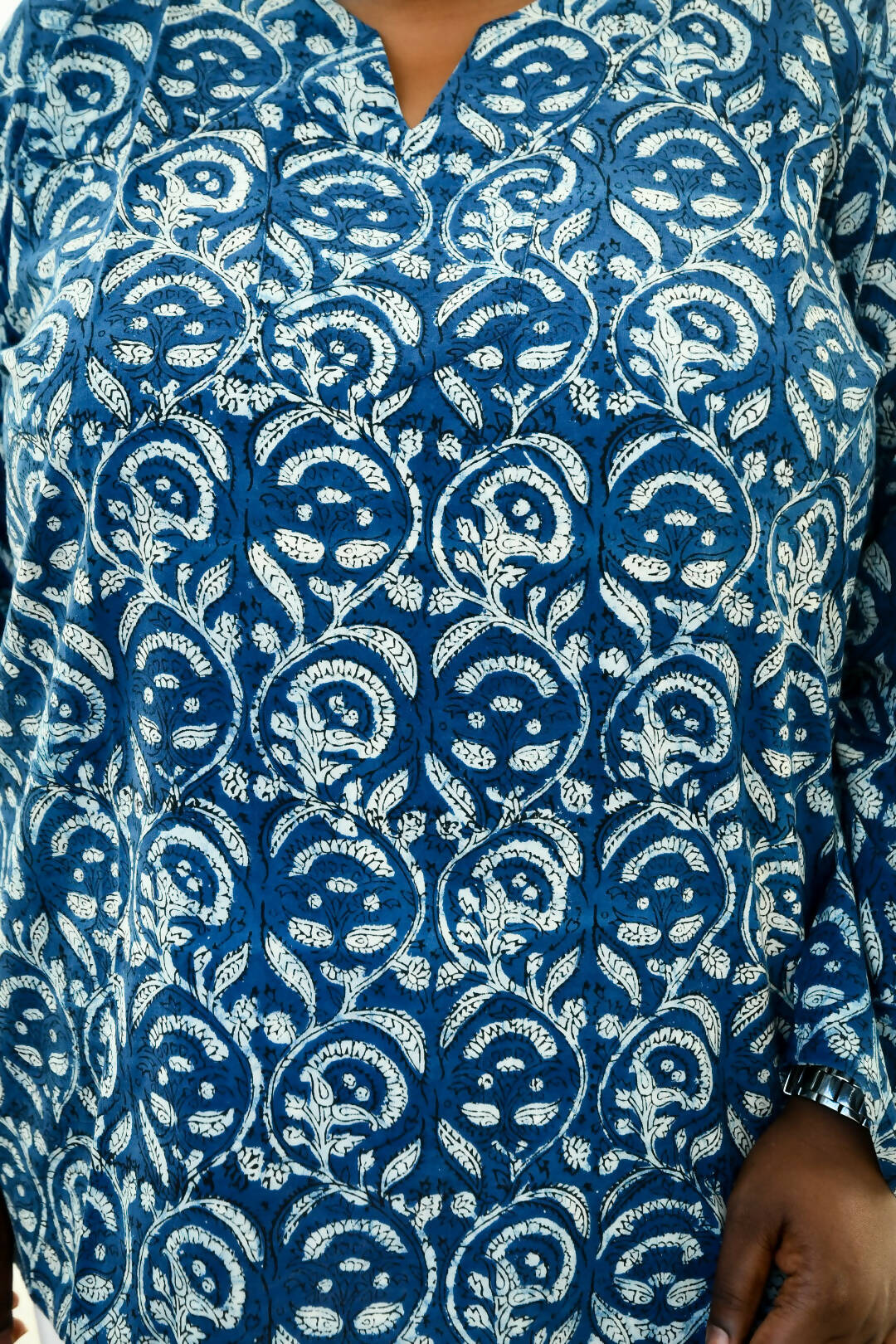 Image of Blue Paisley V-Neck Top