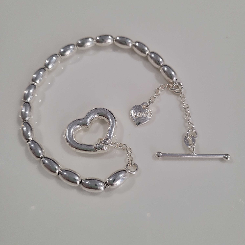 Image of 925 Silver Heart Anchor Bracelet