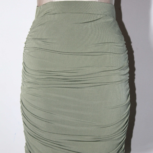 Image of Sage Ruched Mini Skirt