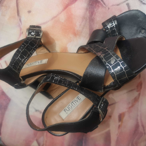 Image of Black Strapped Heel Sandal