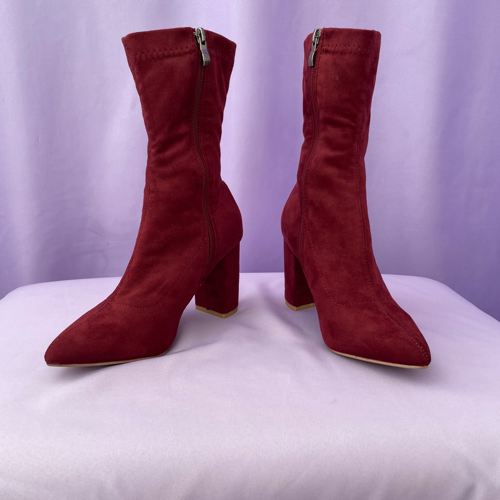Image of Burgundy Mid Calf Boots