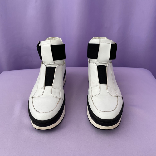 White Leather Flat Boots