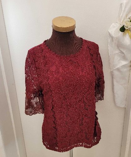 Image of Burgundy Lace Top