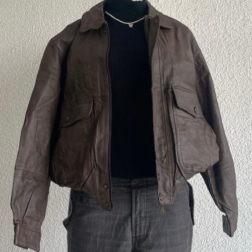 Image of Genuine Leather Bomber Jacket