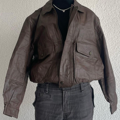 Image of Genuine Leather Bomber Jacket