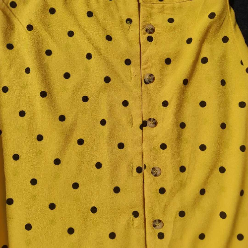 Image of Yellow and Black Polka Dot Skirt