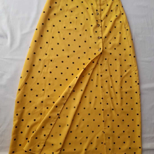 Image of Yellow and Black Polka Dot Skirt