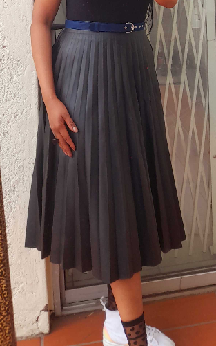Image of Faux Leather Pleated Skirt