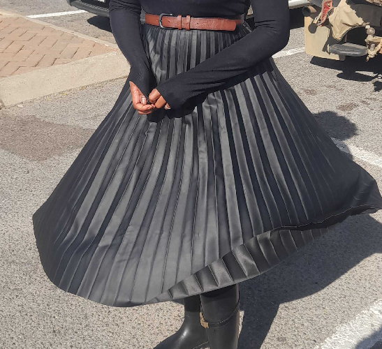 Image of Faux Leather Pleated Skirt