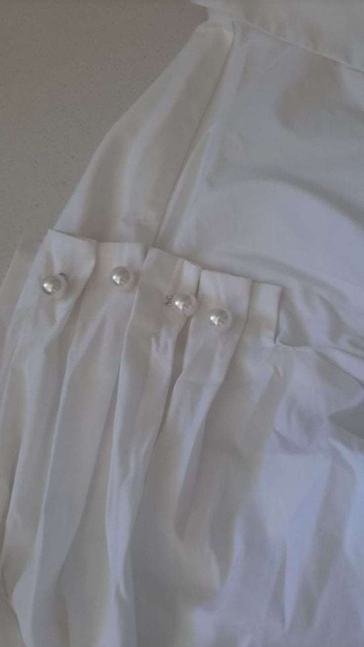 Image of Cropped White Cotton Blouse