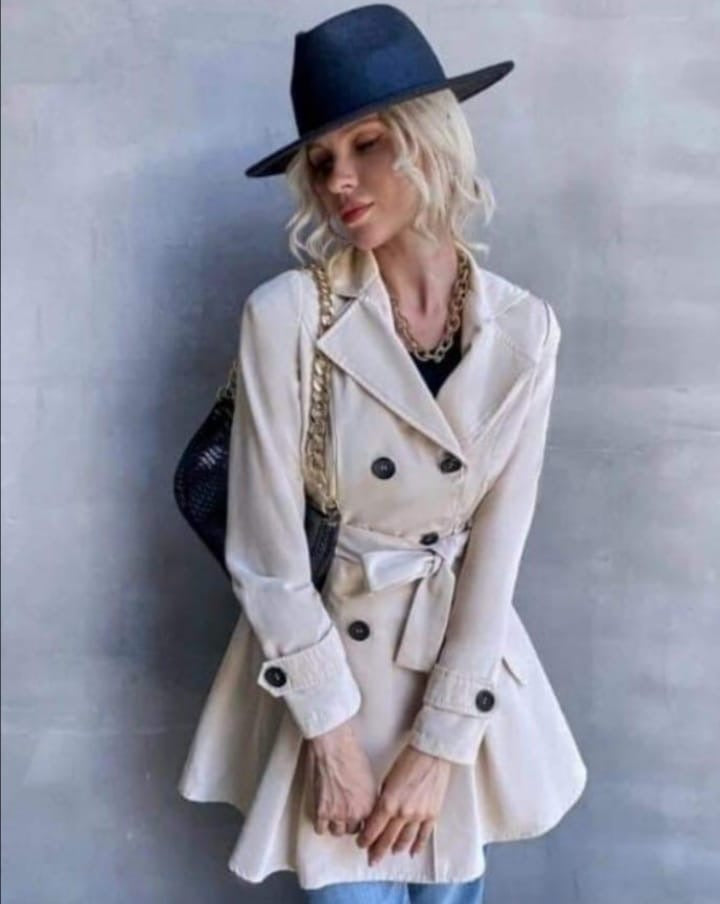 Image of Shein Double Breasted Neck Belted trench coat