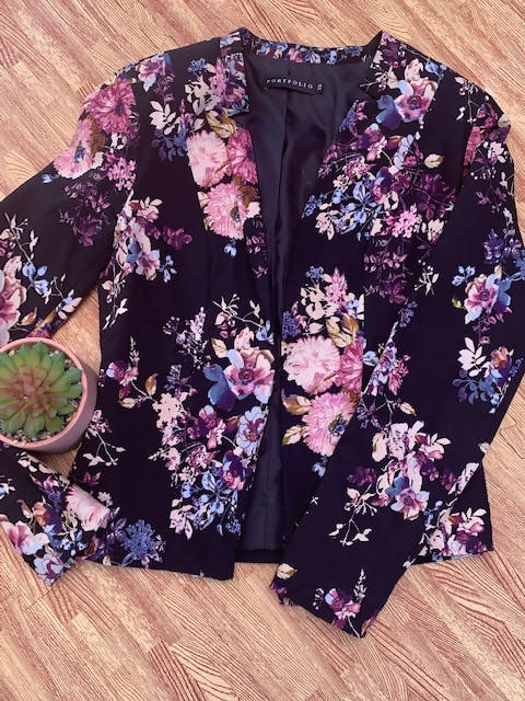 Image of Black Jacket With Full Floral Print