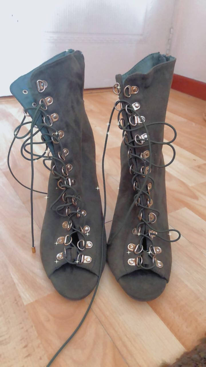 Image of Point Toe Lace Up Front Boots