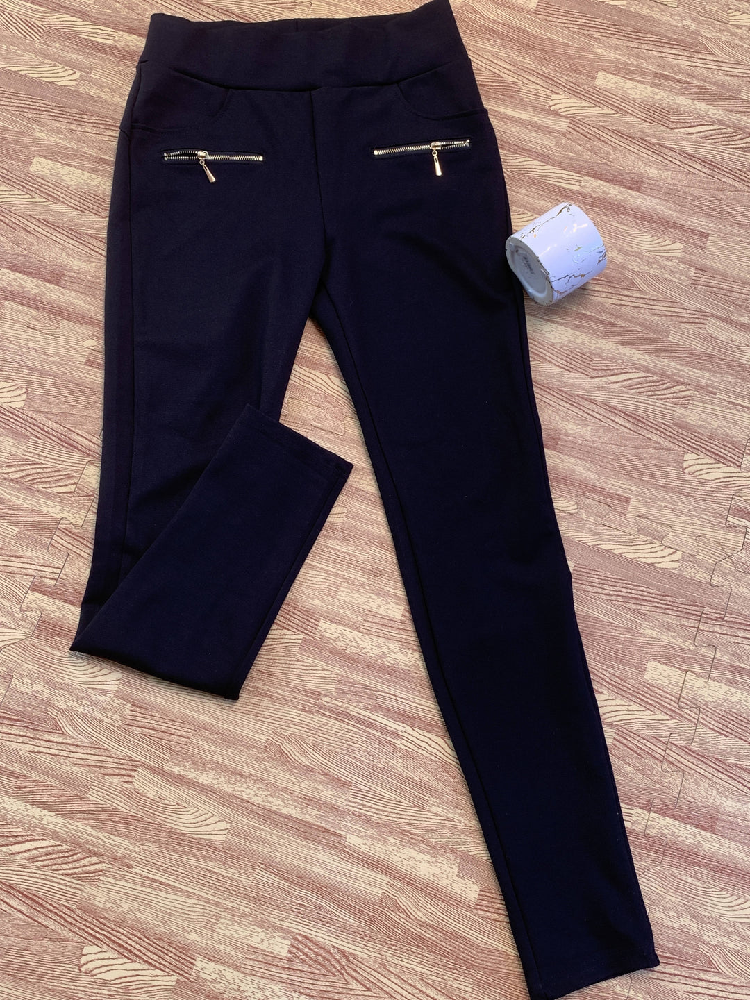 Image of Black Pants With Gold Zip