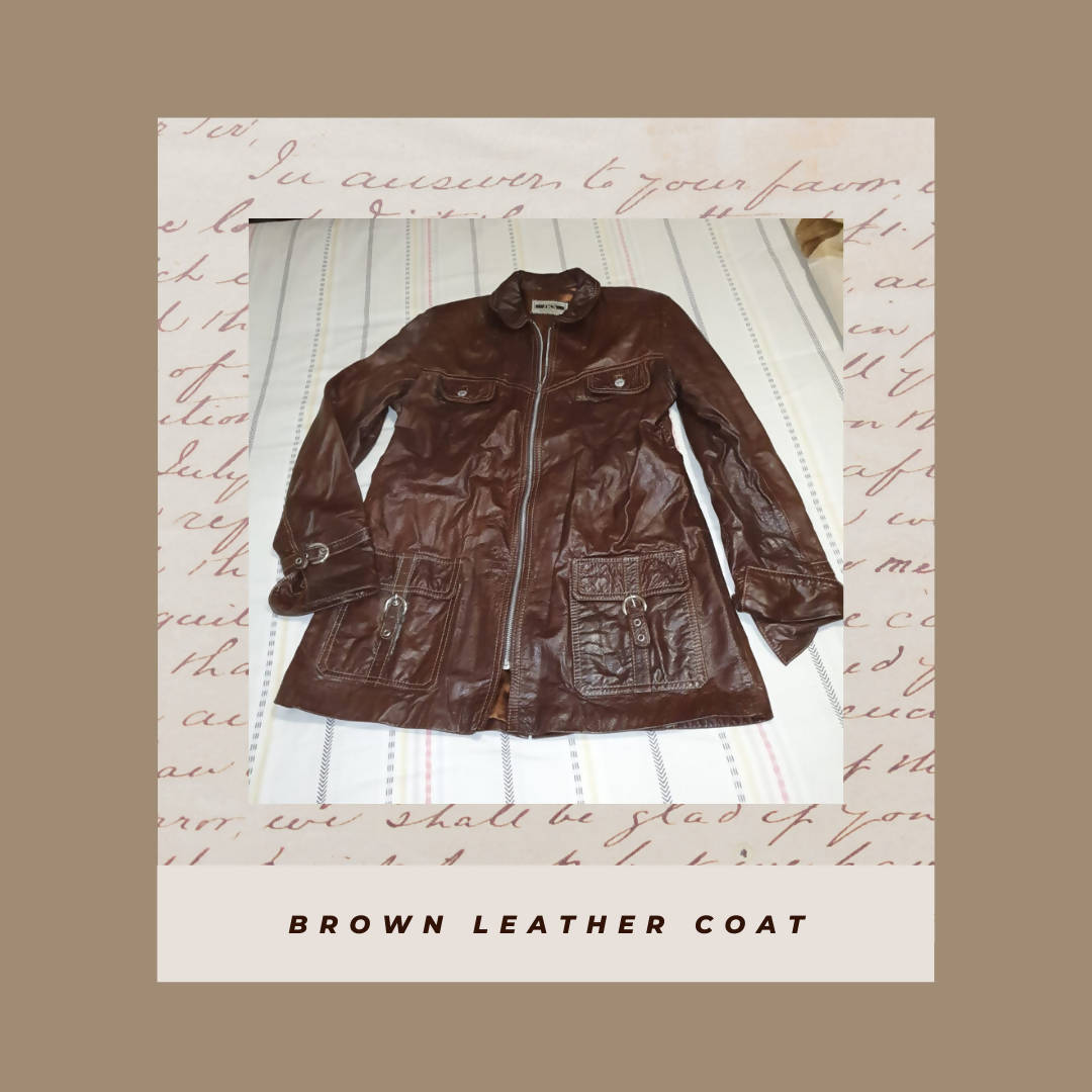 Image of Iks Brown Leather Jacket