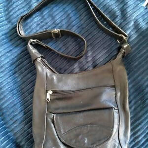 Image of Genuine Leather Black Crossbody Bag