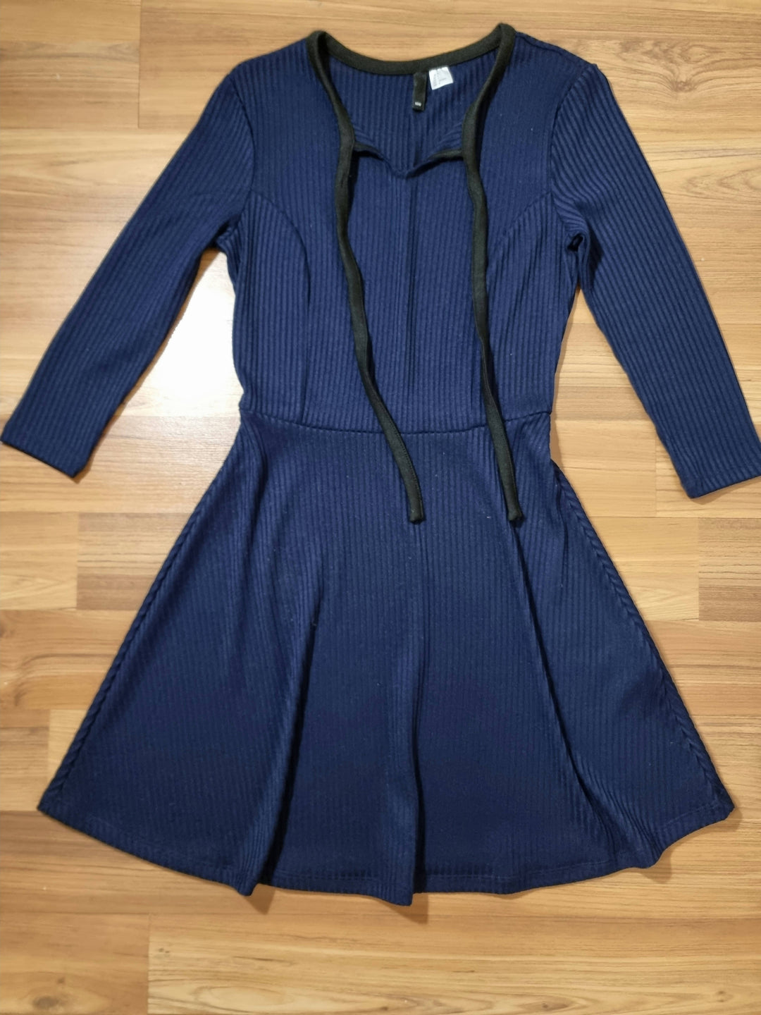 Image of H&M Blue Ribbed Jersey Dress