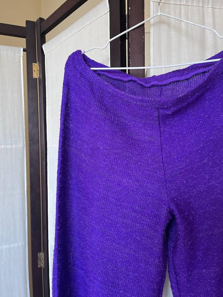 Image of Purple Knit Palazzo Pants