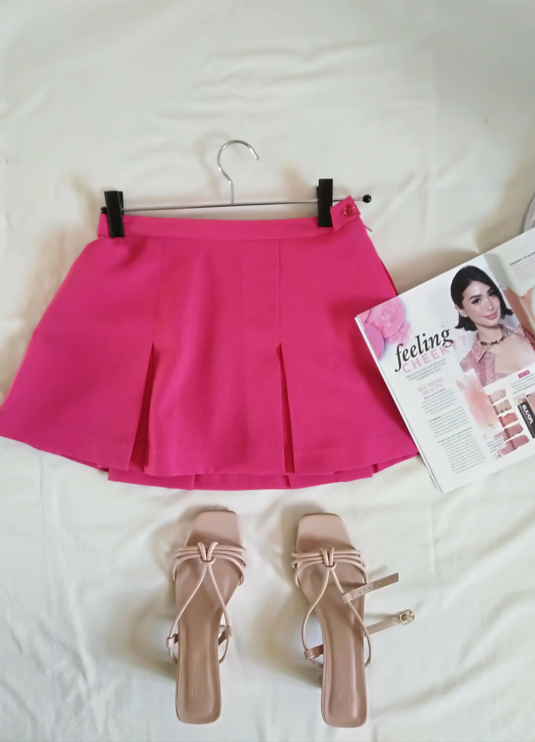 Image of Pink Pleated Mini Skirt
