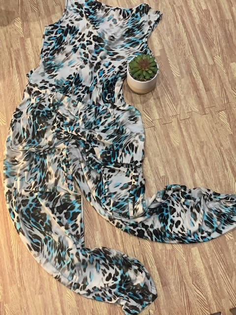 Leopard print turquoise jumpsuit