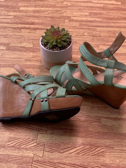 Image of Green Wedge Sandal