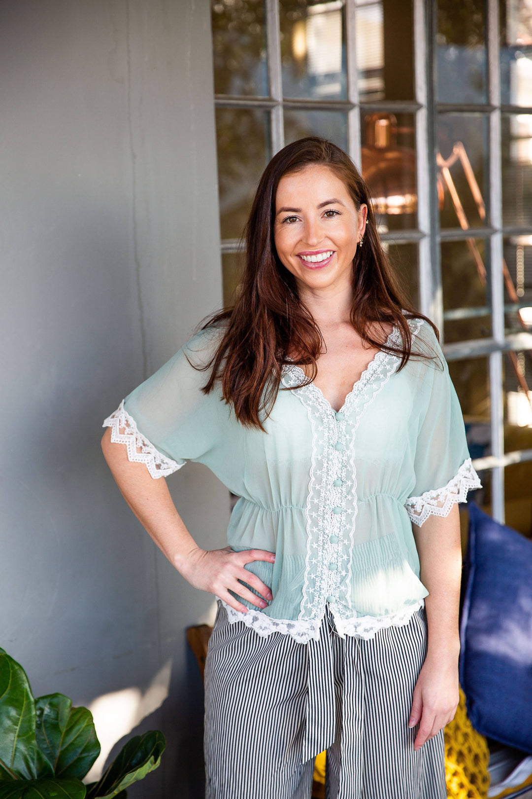 Image of A List Embroidered Chiffon Top