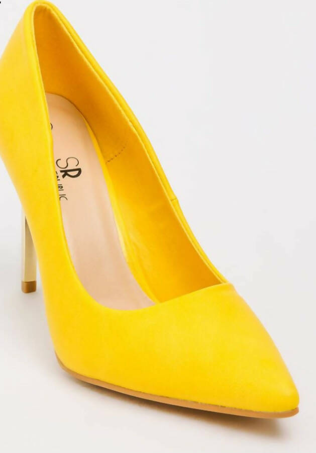 Image of Metal Stiletto Heels Yellow