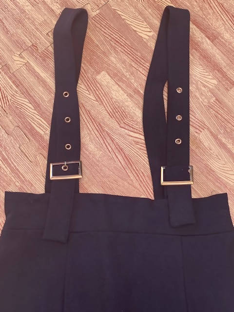 Image of Black Skirt Stretch With Suspenders