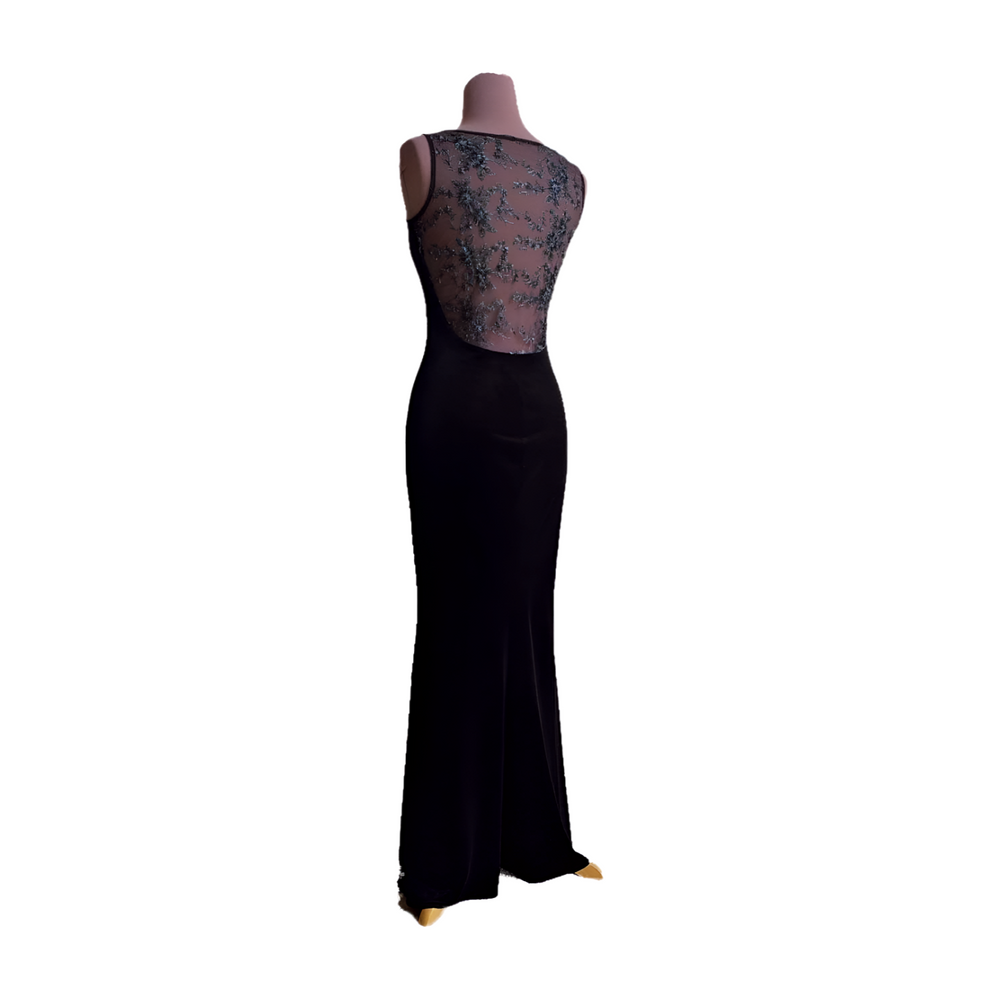 Image of Black velvet beaded lace dress