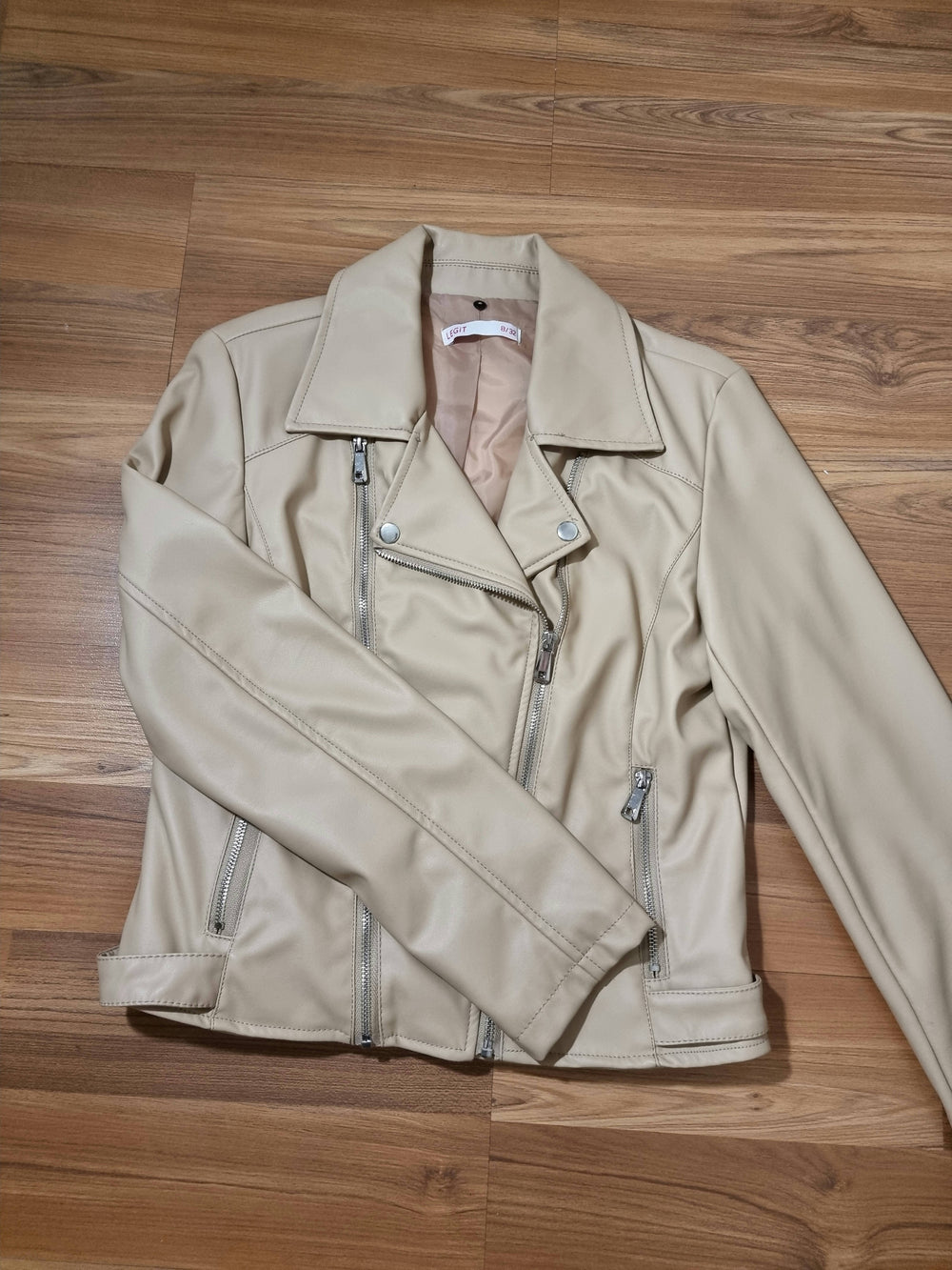 Image of Legit Soft Beige Pleather Jacket (Size 8 / 32)