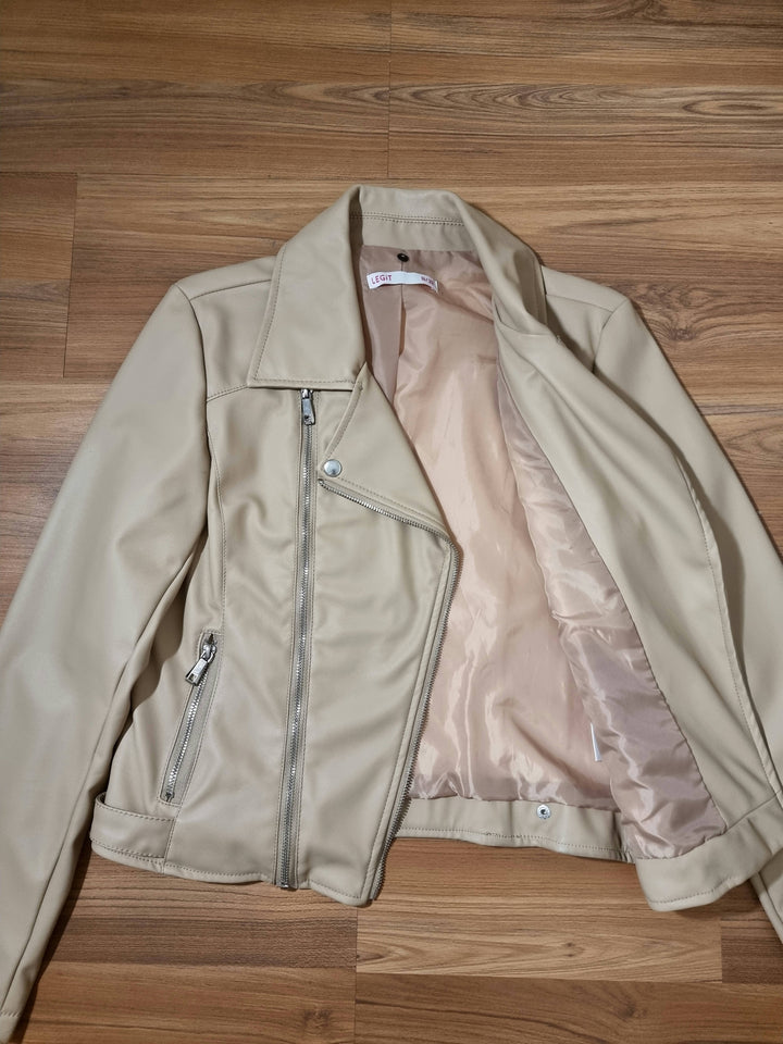 Image of Legit Soft Beige Pleather Jacket (Size 8 / 32)