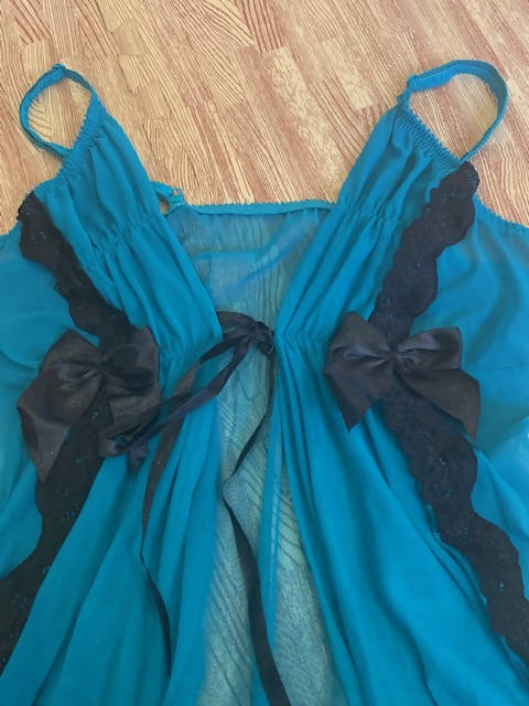 Turquoise & black lace lingerie dress
