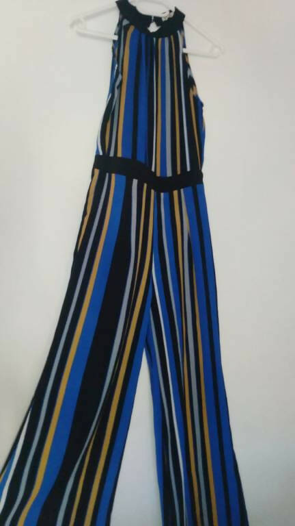 Image of New Feeling Striped Halterneck Jumpsuit 